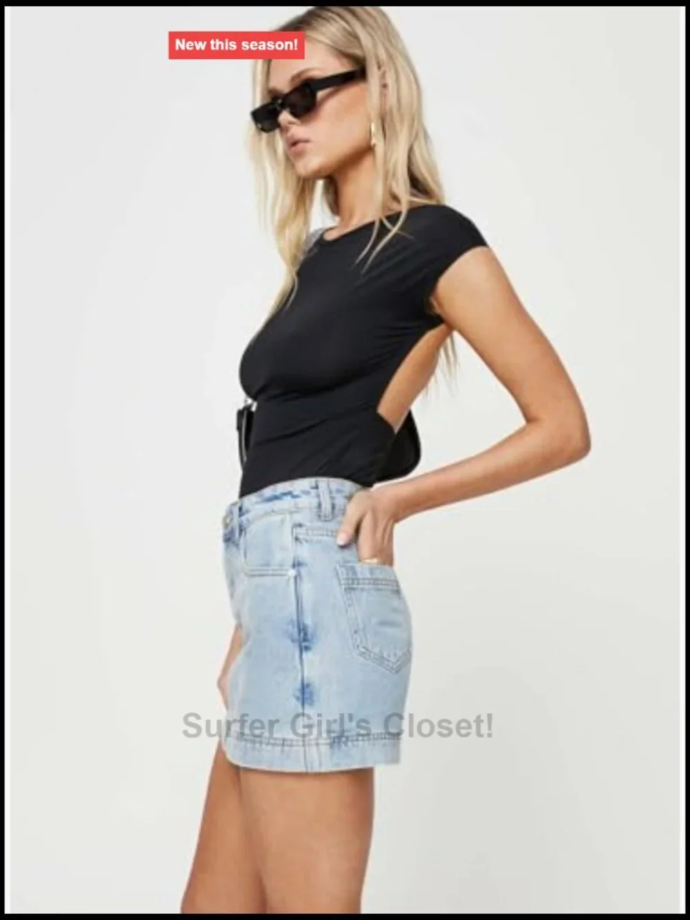 Denim Skort with Belt Loops and Zipper Closure, Mid Rise, Mini Length